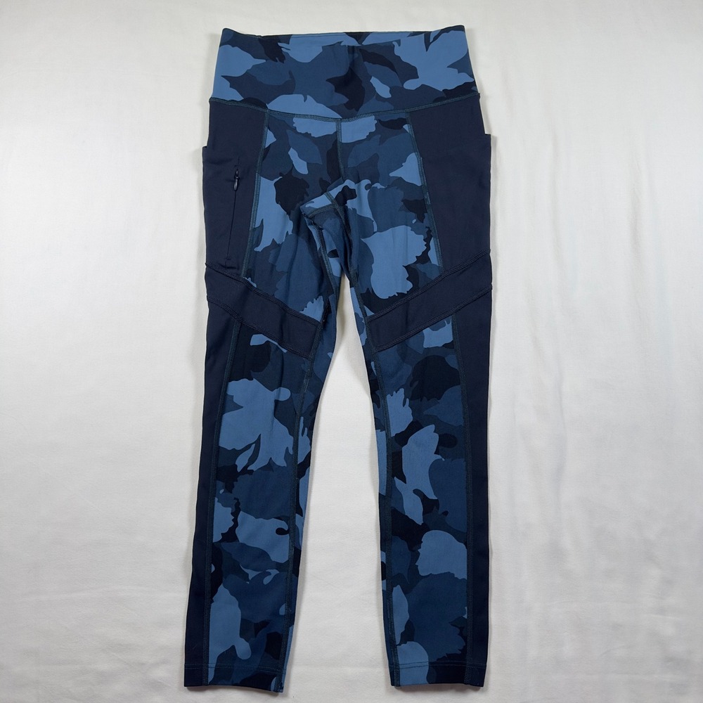 Athleta Leggings Womens XS Blue Camo High Rise Pocket Yoga Pants Gym‎ Activewear